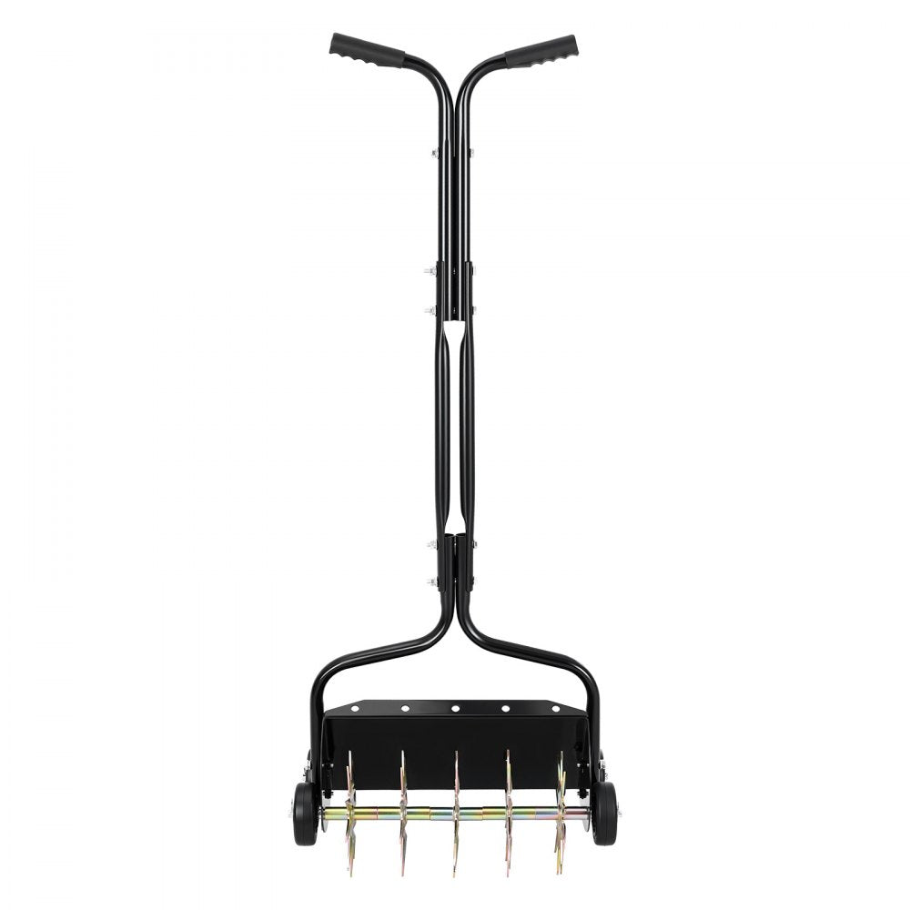 VEVOR Lawn Aerator, 18 in Manual Push Spike Aerator with 4 Wheels & Handle, Heavy Duty Grass Aerators, Supports 40 lbs Added Weight, Rolling Lawn Aeration Tool for Garden Yard Aeration Soil Health