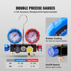 VEVOR 4 Way AC Gauge - AC Manifold Gauge Set for R134A R22 R12 R410A Refrigerant, Freon Gauges with 5ft Hoses, Couplers, Can Tap Works on Car Auto Freon Charging and Evacuation
