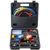 VEVOR 4 Way AC Gauge - AC Manifold Gauge Set for R134A R22 R12 R410A Refrigerant, Freon Gauges with 5ft Hoses, Couplers, Can Tap Works on Car Auto Freon Charging and Evacuation