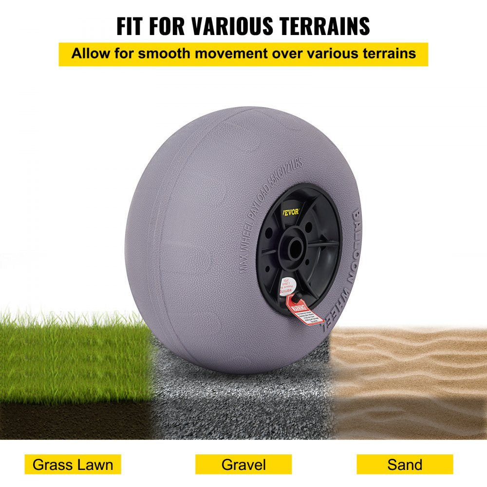 VEVOR Beach Balloon Wheels, 13\" Replacement Sand Tires, TPU Cart Tires for Kayak Dolly, Canoe Cart and Buggy with Free Air Pump, 2-Pack