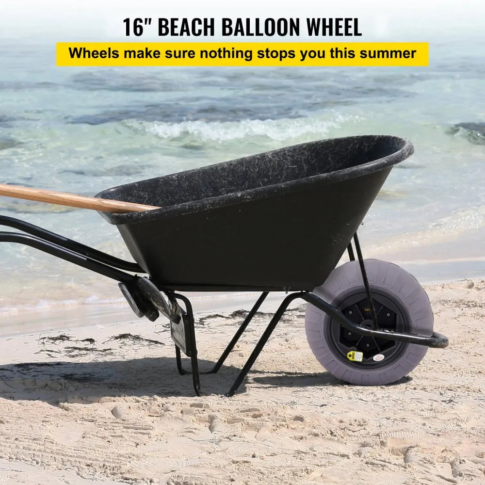 VEVOR Beach Balloon Wheels, 16" Replacement Sand Tires, TPU Cart Tires for Kayak Dolly, Canoe Cart and Buggy with Free Air Pump, 2-Pack