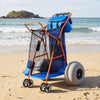 VEVOR Beach Cart with Large Wheels for Sand, 165 lbs Load Capacity, Heavy Duty Folding Beach Wagon with 12" Balloon Wheels, Insulated Cooler Bag, Umbrella Holder, Holds 4 Chairs for Camping & Fishing