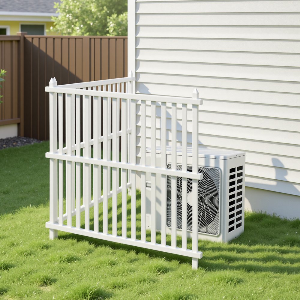 VEVOR 2 Panels Outdoor Privacy Screen, 48 x 48 in Air Conditioner Fence with 19.7 in Ground Stakes, Pool Equipment Enclosure, Strip Vinyl Privacy Fence, Ideal for Trash Can and A/C Units, White