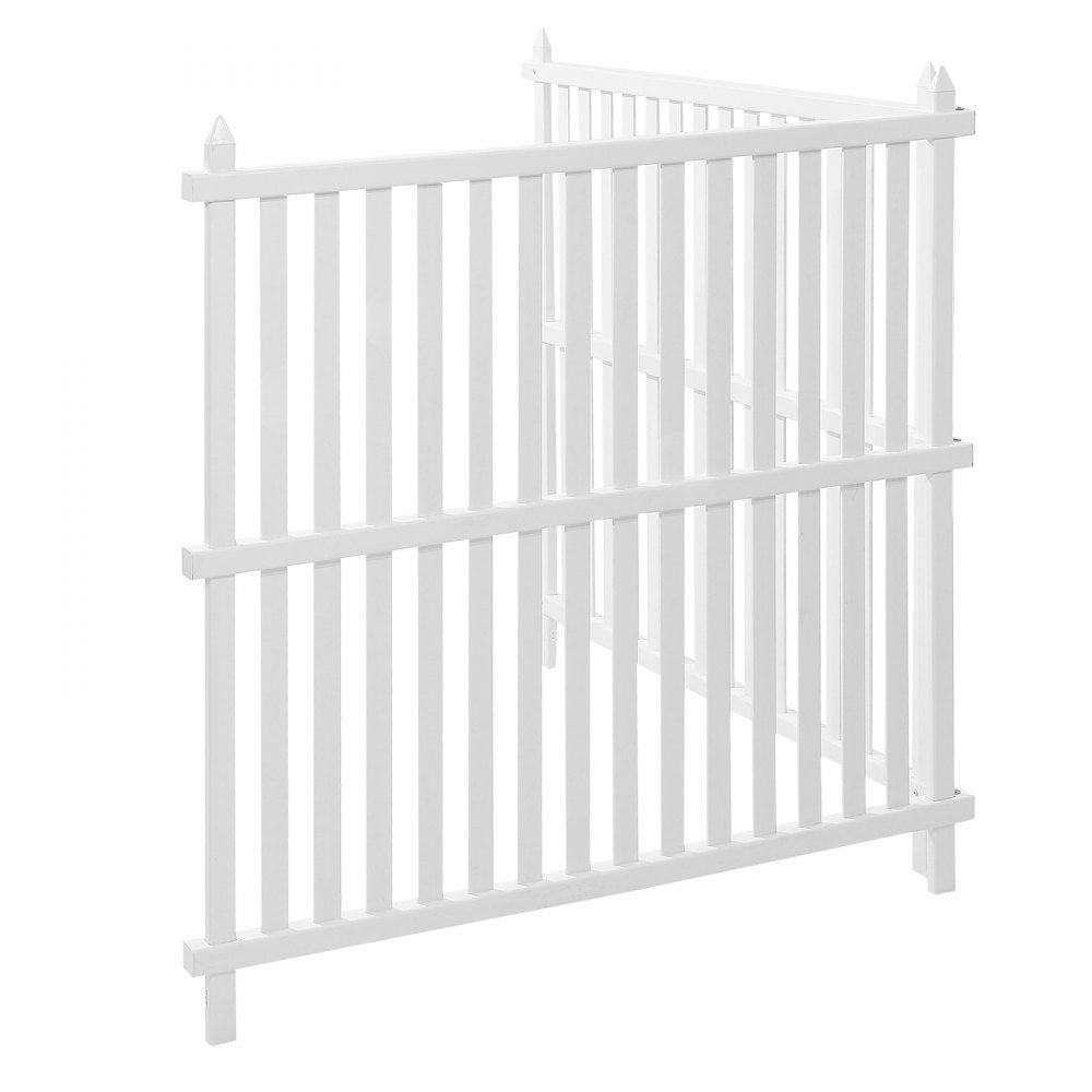 VEVOR 2 Panels Outdoor Privacy Screen, 48 x 48 in Air Conditioner Fence with 19.7 in Ground Stakes, Pool Equipment Enclosure, Strip Vinyl Privacy Fence, Ideal for Trash Can and A/C Units, White