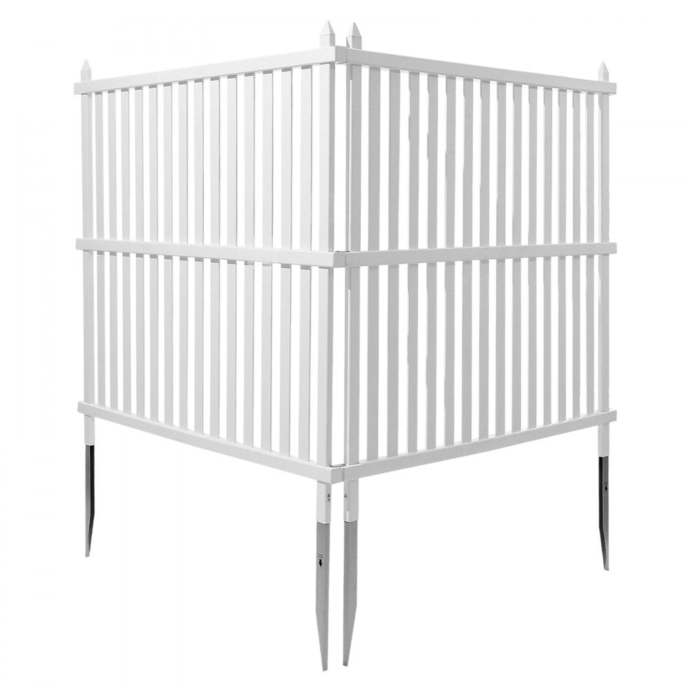 VEVOR 2 Panels Outdoor Privacy Screen, 48 x 48 in Air Conditioner Fence with 19.7 in Ground Stakes, Pool Equipment Enclosure, Strip Vinyl Privacy Fence, Ideal for Trash Can and A/C Units, White