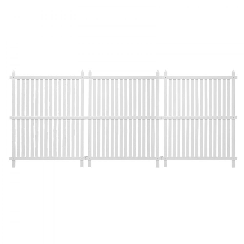 VEVOR 3 Panels Outdoor Privacy Screen, 36 x 45 in Air Conditioner Fence with 19.7 in Ground Stakes, Pool Equipment Enclosure, Strip Vinyl Privacy Fence, Ideal for Trash Can and A/C Units, White