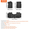 VEVOR Automotive Floor Mats, Fits for Dodge Durango / Jeep Grand Cherokee 2016-2024 / 2016-2021, 3 pcs Front and 2nd Row Liners, All Weather Custom Fit TPE Vehicle Floor Mats, Easy to Clean, Black
