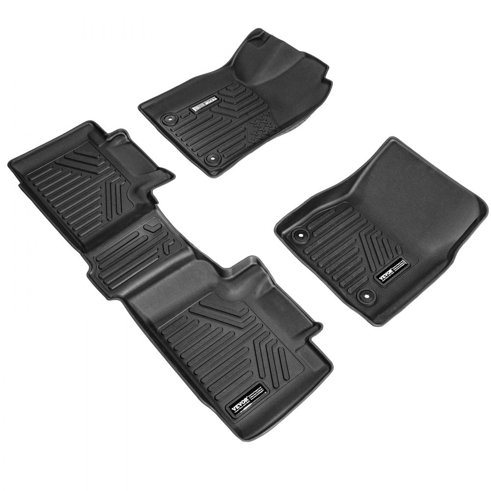 VEVOR Automotive Floor Mats, Fits for Dodge Durango / Jeep Grand Cherokee 2016-2024 / 2016-2021, 3 pcs Front and 2nd Row Liners, All Weather Custom Fit TPE Vehicle Floor Mats, Easy to Clean, Black