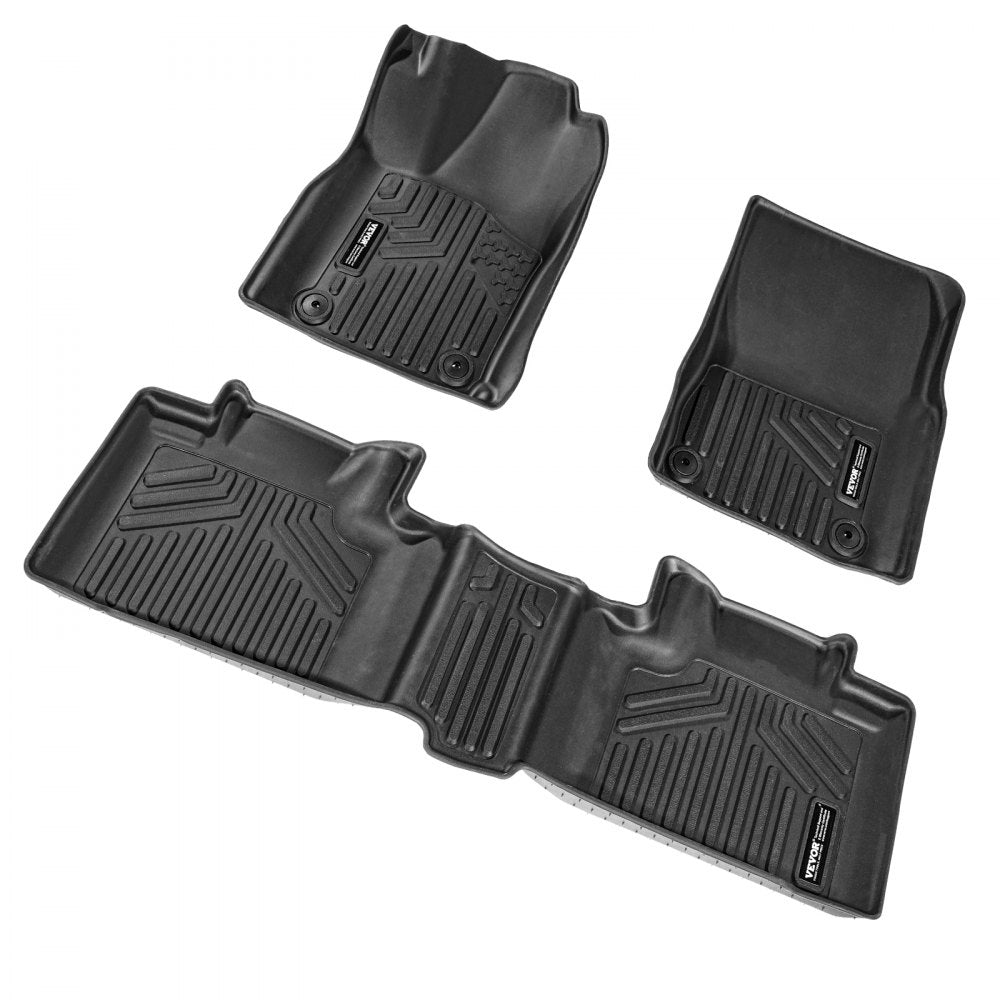 VEVOR Automotive Floor Mats, Fits for Dodge Durango / Jeep Grand Cherokee 2016-2024 / 2016-2021, 3 pcs Front and 2nd Row Liners, All Weather Custom Fit TPE Vehicle Floor Mats, Easy to Clean, Black