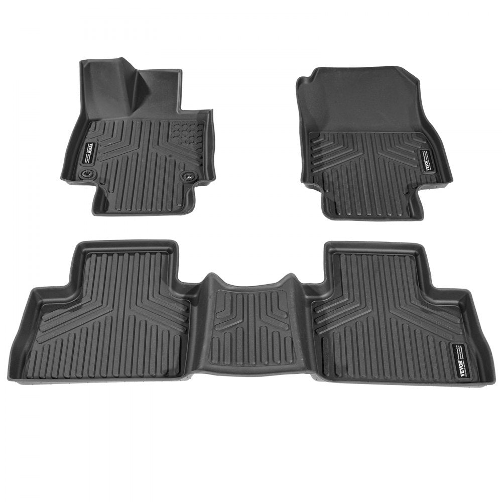 VEVOR Automotive Floor Mats, Fits for Toyota RAV4 (Not for Hybrid or Prime) 2019-2024, 3 pcs Front and 2nd Row Liners, All Weather Custom Fit TPE Vehicle Floor Mats, Easy to Clean for SUV, Black