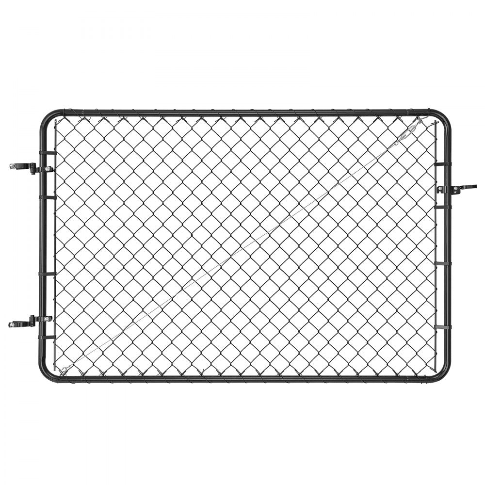 VEVOR Chain Link Fence Gate, 72 x 46 in, Adjustable Chain Link Fence Panel, Fit 2.2-6 ft (W) x 6 ft (H) Garden Fence Gate Opening, Fencing Gate with Plastic Coating, for Farm Black, Posts Not Included