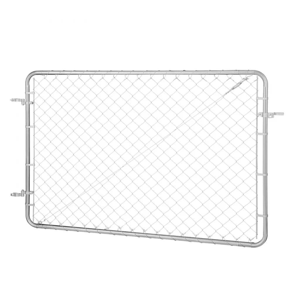 VEVOR Chain Link Fence Gate, 72 x 48 in, Adjustable Chain Link Fence Panel, Fit 2.2-6 ft (W) x 6 ft (H) Garden Fence Gate Opening, Rust-Resistant Galvanized Fencing Gate for Farm, Posts Not Included