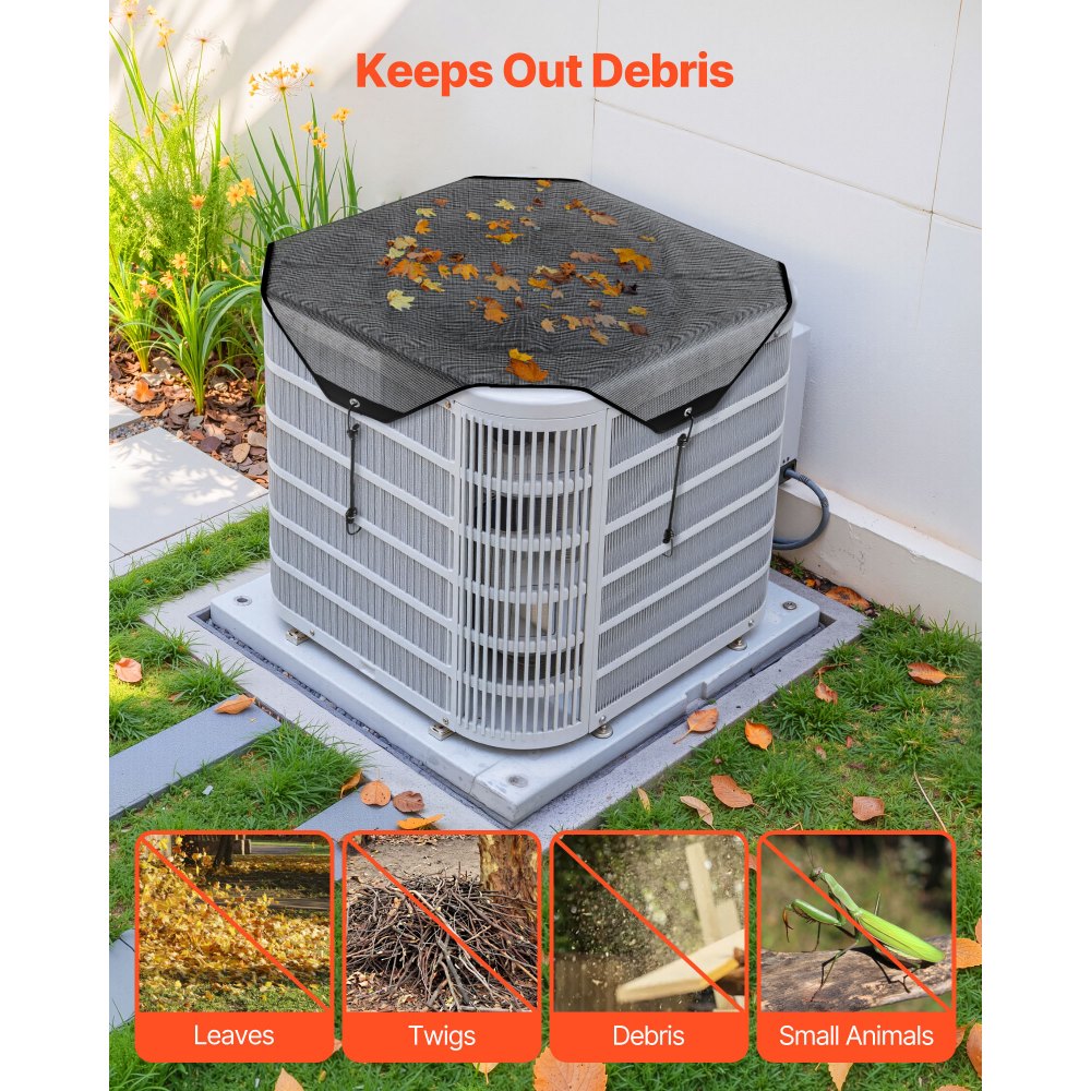 VEVOR Air Conditioner Cover for Outside Units, 36 x 36 inch Central AC Cover for Air Conditioning Unit, Top Universal Mesh Defender Tear-Resistant Easy Install for Outdoor Outside All Seasons, Black