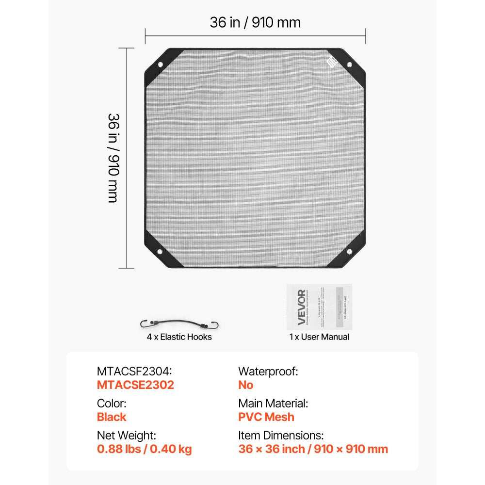 VEVOR Air Conditioner Cover for Outside Units, 36 x 36 inch Central AC Cover for Air Conditioning Unit, Top Universal Mesh Defender Tear-Resistant Easy Install for Outdoor Outside All Seasons, Black