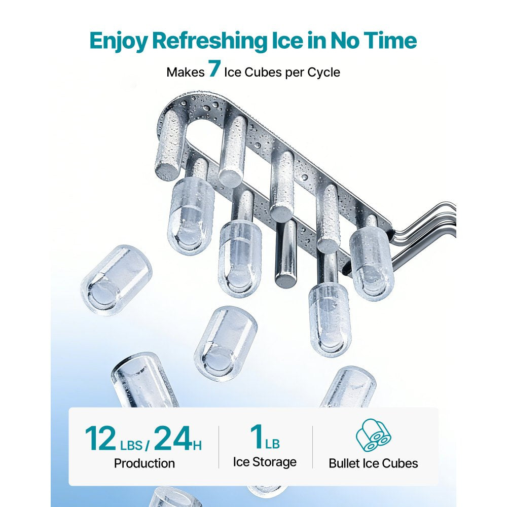 VEVOR Ice Maker Water Filter Dispenser, 4-in-1 Countertop Ice Making Machine with Room Temperature, Hot & Cold Water, 6-Stage RO Filter + Mineralization Filter, Multi-Functional for Home Office Party