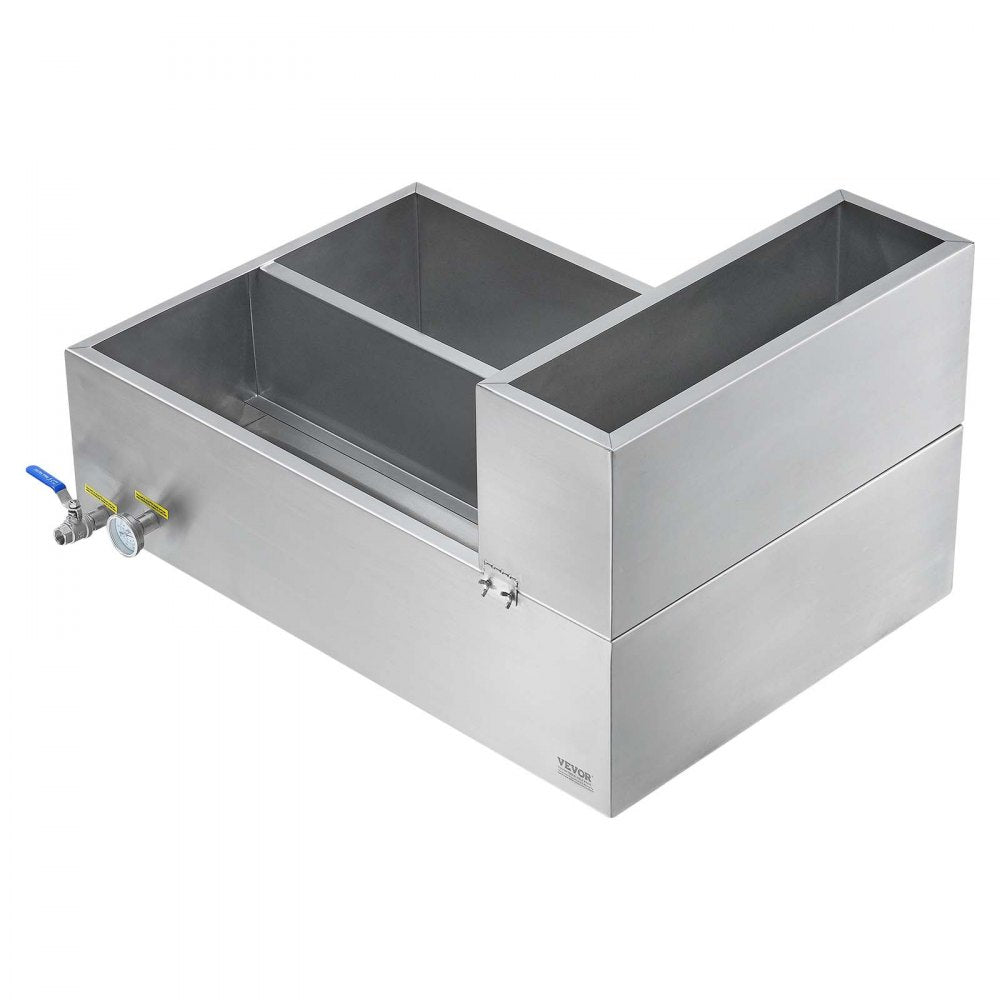 VEVOR Maple Syrup Evaporator Pan, 35 Gallon, 509 Cups of 8.8oz Maple Syrup, Flat Evaporator Pan with Thermometer, 2 Valves and 3 Heating Methods, Stainless Steel Maple Syrup Pan for Home, Outdoor