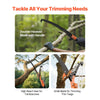 VEVOR Manual Pole Saw, 4.46-26.4 ft Extendable Tree Pruner with Scissors, Sharp 65Mn Steel Blade, Lightweight Fiberglass Handle Pole, Two Double-Hook Saws, for High Branch Trimming, Palms and Shrubs