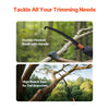 VEVOR Manual Pole Saw, 4.46-26.4 ft Extendable Tree Pruner, Sharp 65Mn Steel Blade, Lightweight Fiberglass Handle Pole, Two Double-Hook Saws for High Branch Trimming, Pruning Tool for Palms, Shrubs
