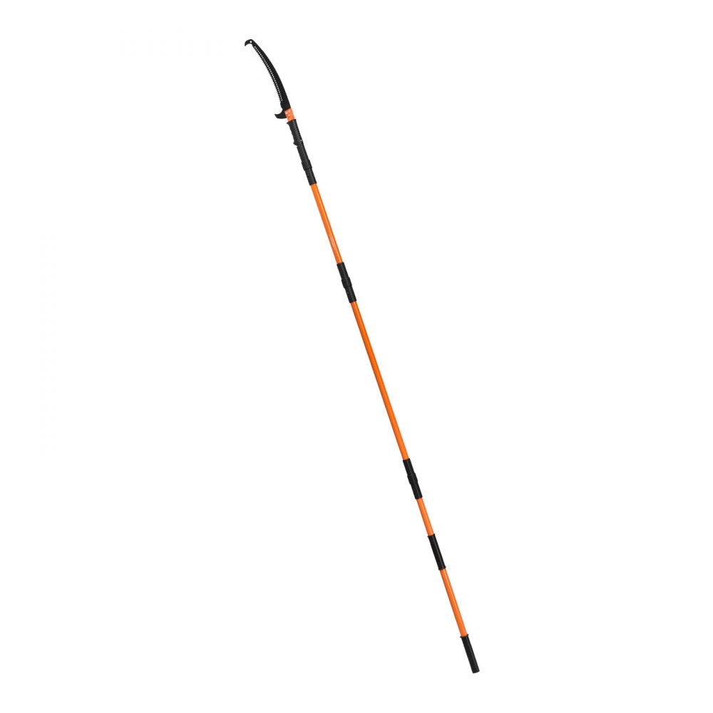 VEVOR Manual Pole Saw, 4.46-26.4 ft Extendable Tree Pruner, Sharp 65Mn Steel Blade, Lightweight Fiberglass Handle Pole, Two Double-Hook Saws for High Branch Trimming, Pruning Tool for Palms, Shrubs