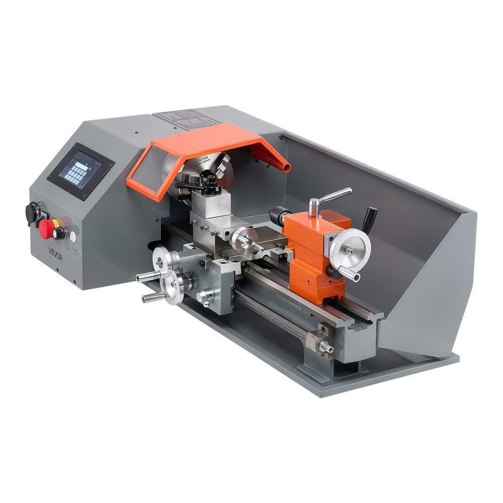 VEVOR Metal Lathe 8"x16" 1100W Benchtop CNC Metal Lathe Touchscreen Control, for Fully Automatic Metalworking Turning, Quick-Change Tool Post, Electronic Leadscrew Drive, Variable Speed 2500 RPM Max
