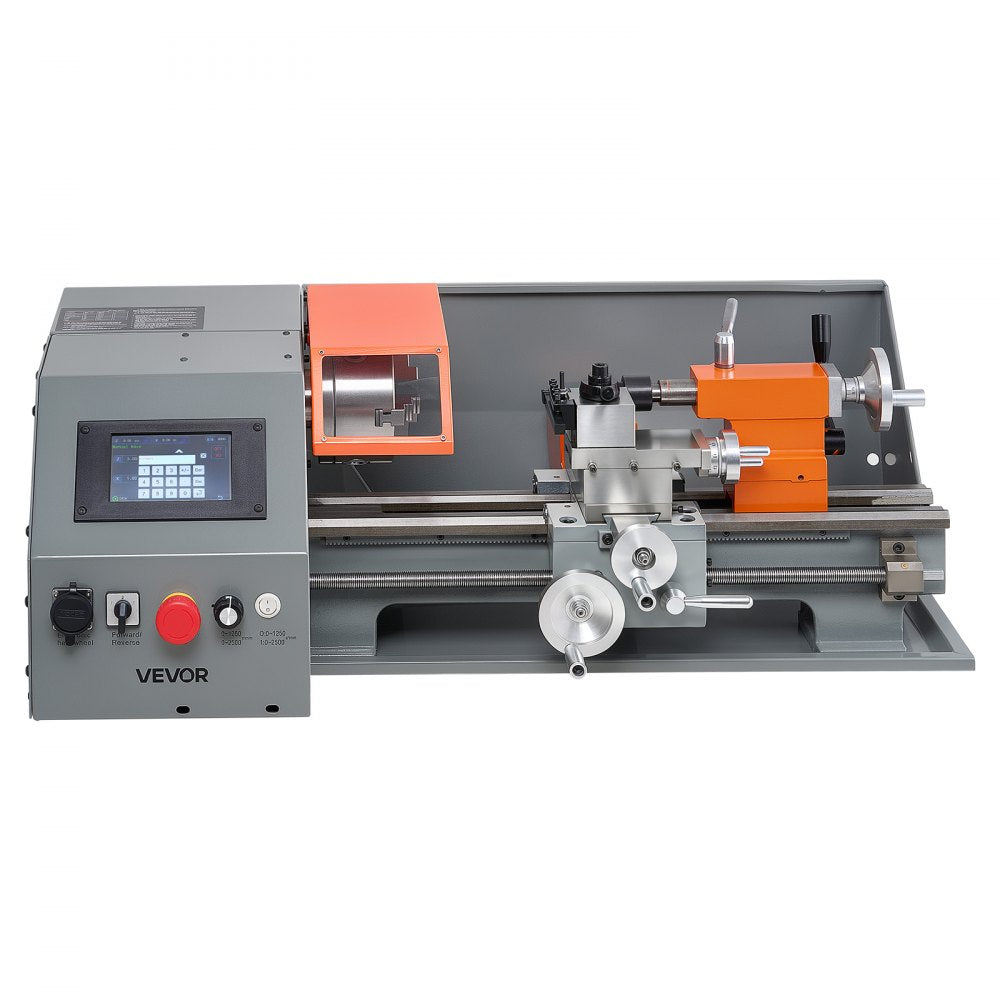 VEVOR Metal Lathe 8"x16" 1100W Benchtop CNC Metal Lathe Touchscreen Control, for Fully Automatic Metalworking Turning, Quick-Change Tool Post, Electronic Leadscrew Drive, Variable Speed 2500 RPM Max