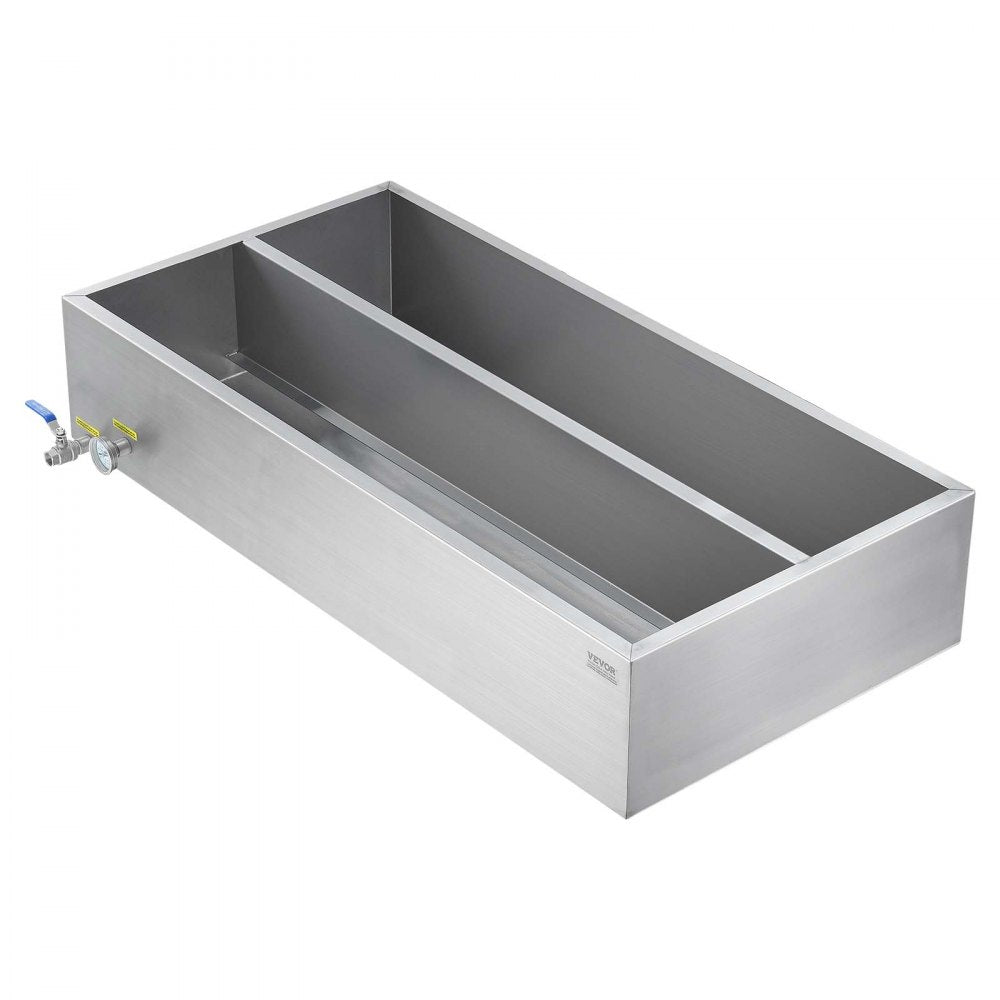 VEVOR Maple Syrup Evaporator Pan, 47 Gallon, 683 Cups of 8.8oz Maple Syrup, Flat Evaporator Pan with Thermometer, 1 Valve and 3 Heating Methods, Stainless Steel Maple Syrup Pan for Home, Outdoor