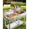 VEVOR Outdoor Propane Fryer & Griddle Combo, 3 Burners (11,600 BTU Each), Commercial Stainless Steel Frying Cart with Wheels, 2 Fryer Baskets & 3 Food Pans, for Hot Dogs, Fried Chicken, Fries, Meats
