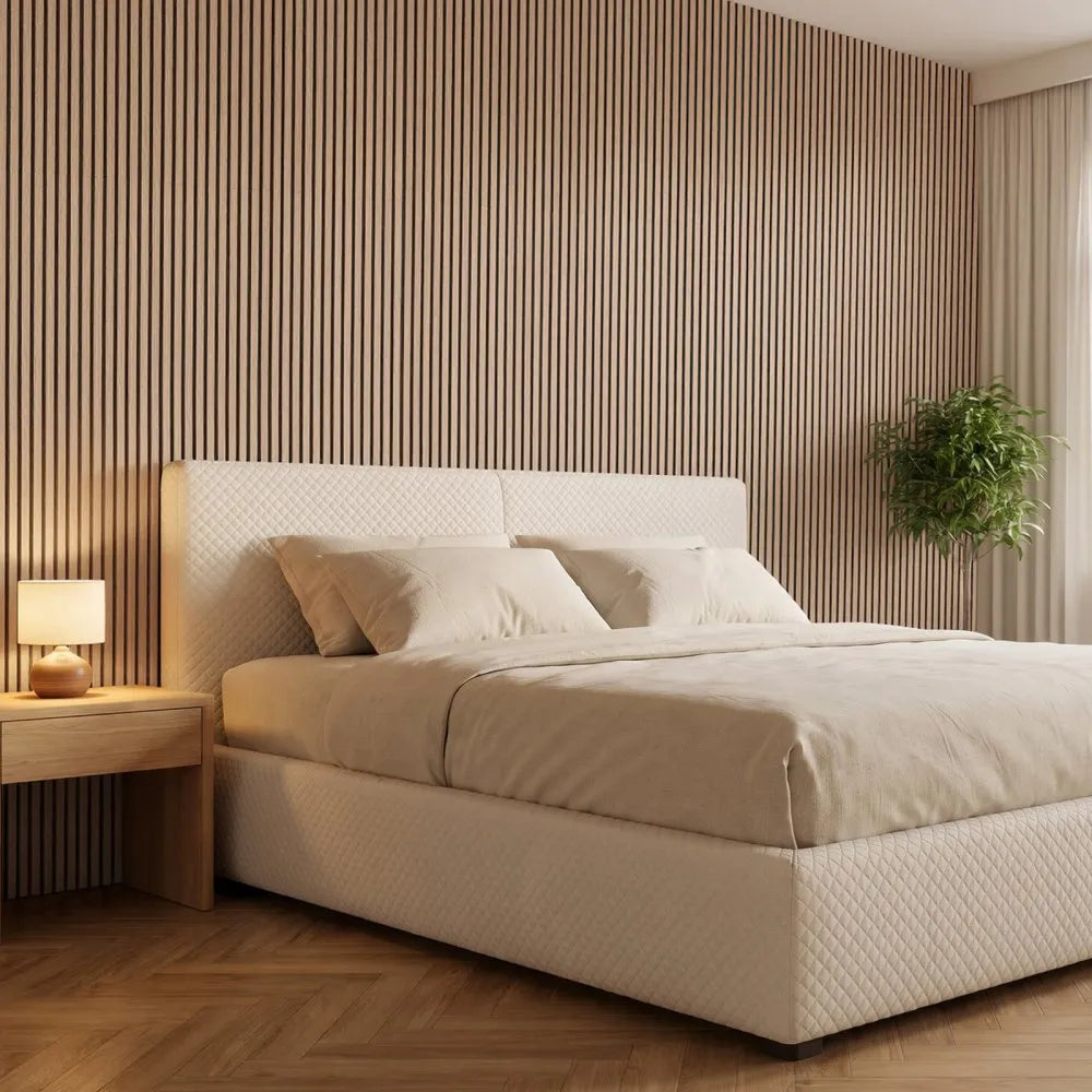 VEVOR Wood Wall Panels, 47.2 x 23.6 inches, Acoustic Slat Panels Oak Finish, Sound Absorbing for Living Rooms, Bedrooms, Offices, and Studios, Interior Wall Decor, PET Construction, Screw Kit, 8-Pack