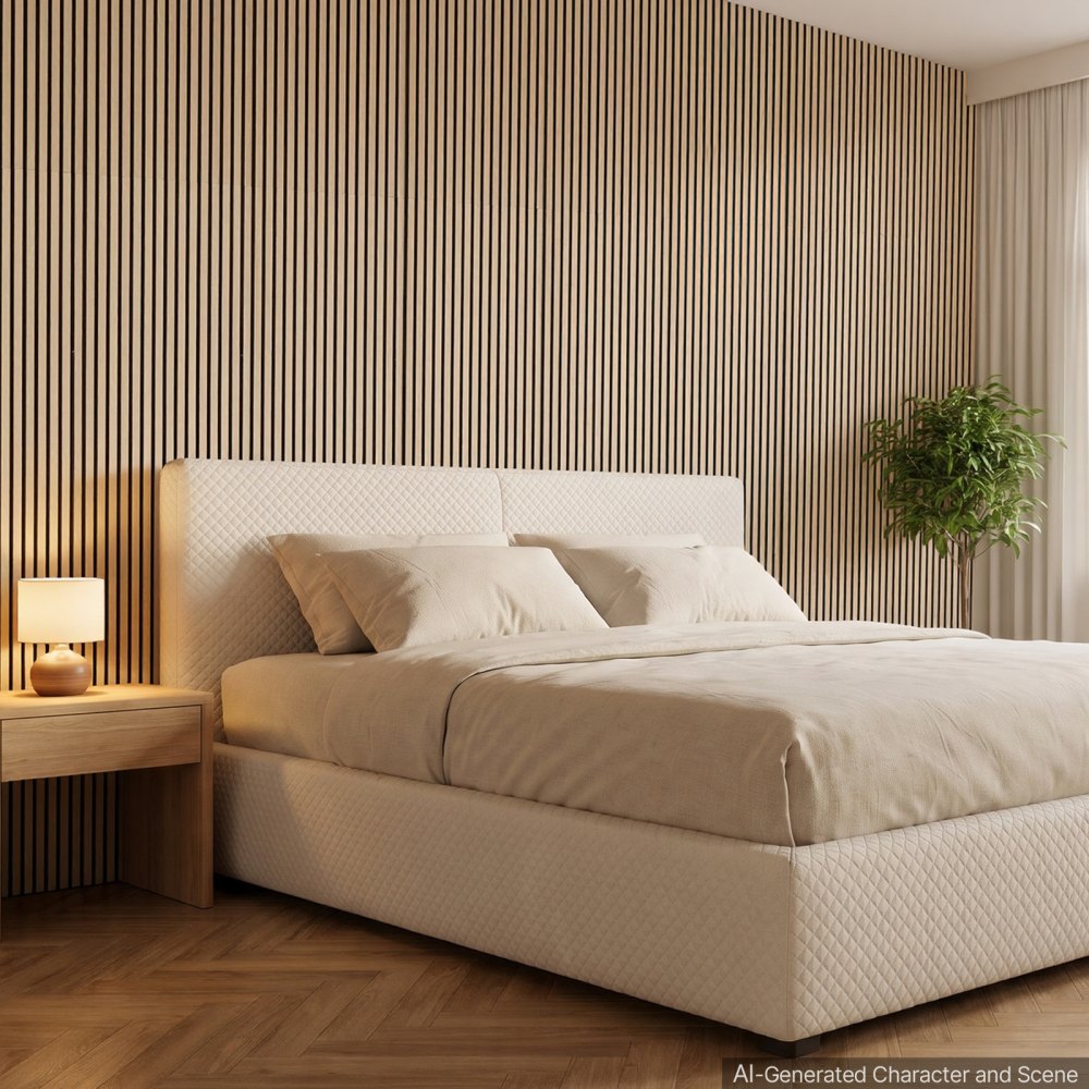 VEVOR Wood Wall Panels, 94.5 x 23.6 in, Acoustic Slat Panels, Oak Finish, Sound Absorbing for Living Rooms, Bedrooms, Offices, Studios, Interior Wall Decor, MDF & PET Construction, Screw Kit, 2-Pack