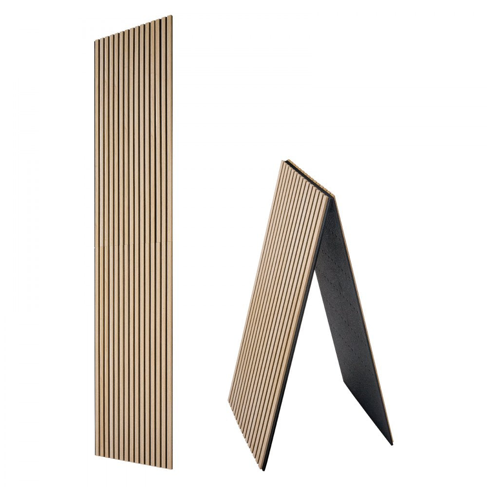 VEVOR Wood Wall Panels, 94.5 x 23.6 in, Acoustic Slat Panels, Oak Finish, Sound Absorbing for Living Rooms, Bedrooms, Offices, Studios, Interior Wall Decor, MDF & PET Construction, Screw Kit, 2-Pack