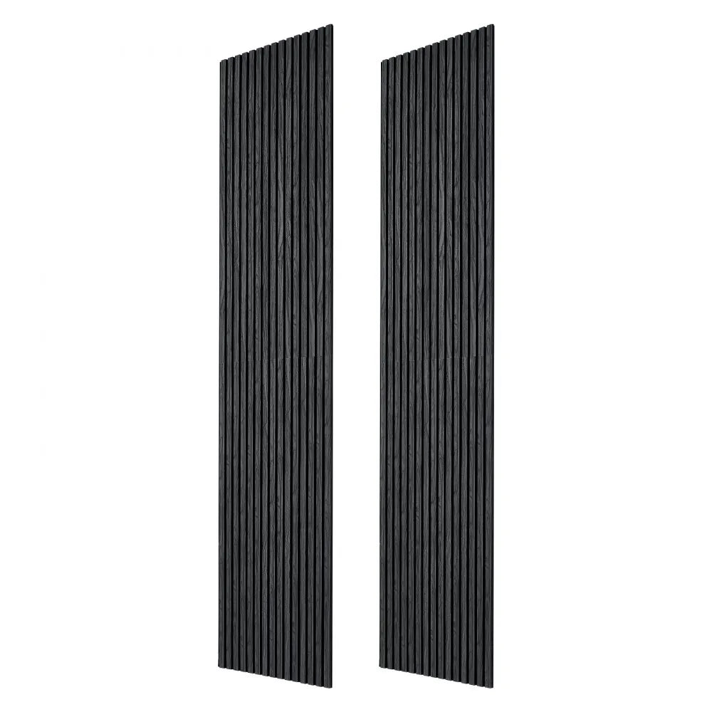 VEVOR Wood Wall Panels, 94.5 x 23.6 inches, Acoustic Slat Panels, Black Oak, Sound Absorbing for Living Rooms, Bedrooms, Offices, Studios, Interior Wall Decor, MDF & PET Construction, Screw Kit, 2-Pack