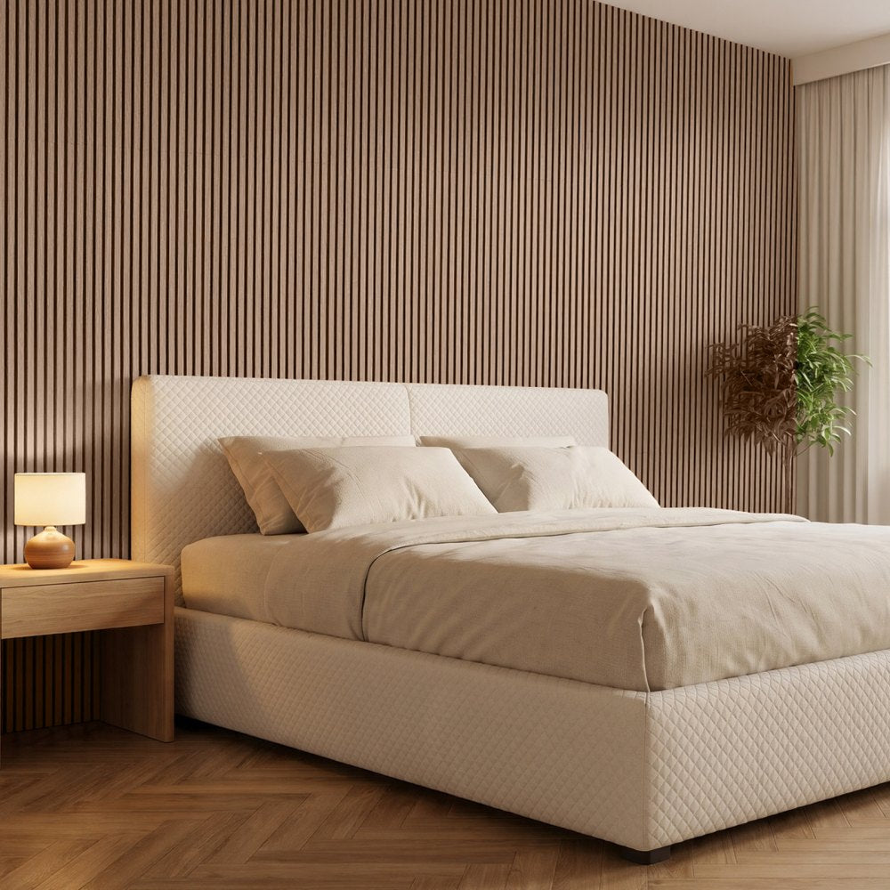 VEVOR Wood Wall Panels, 96.1 x 11 in, Acoustic Slat Panels, Walnut Finish, Sound Absorbing for Living Rooms, Bedrooms, Offices, Studios, Interior Wall Decor, MDF & PET Construction, Screw Kit, 4-Pack
