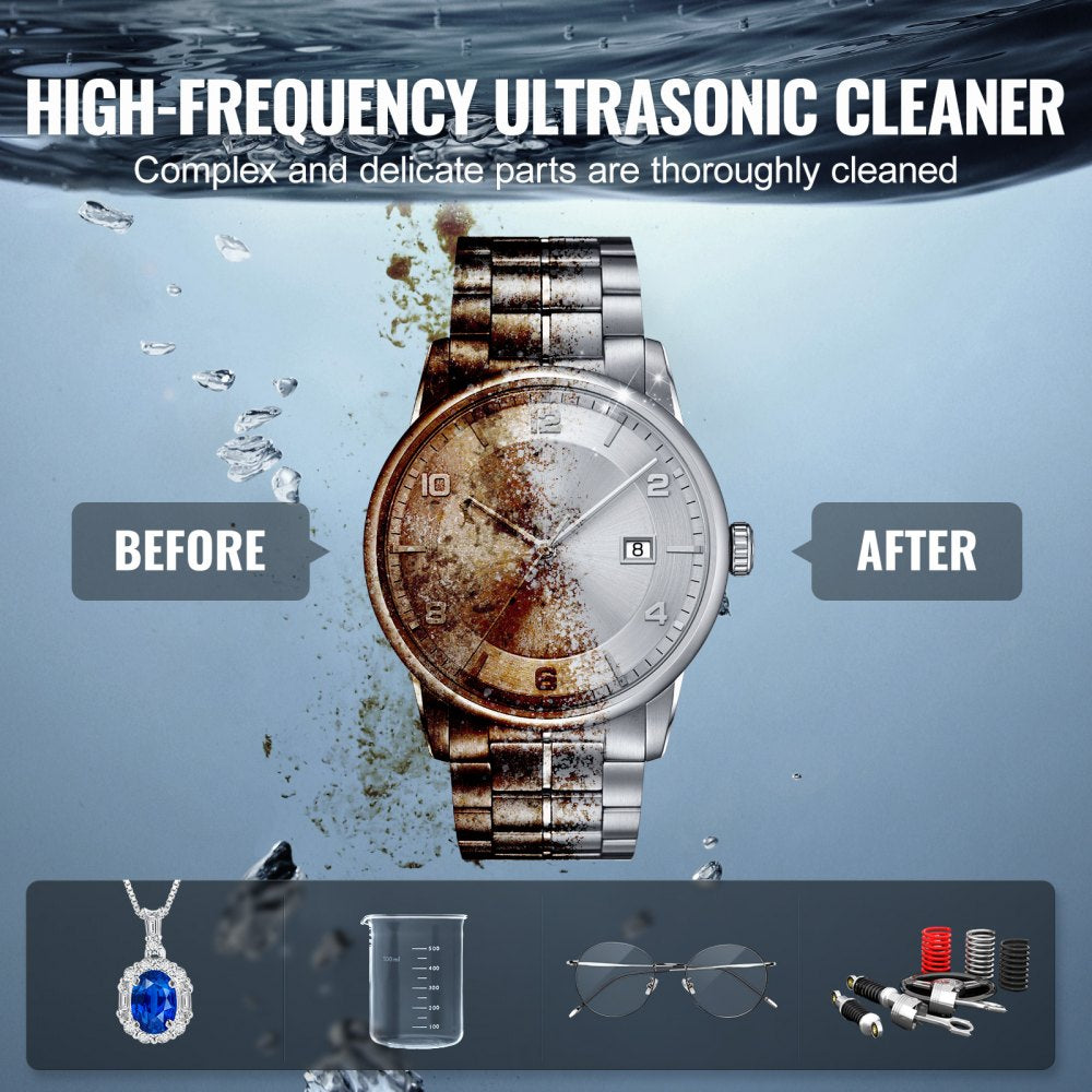 VEVOR 10L Ultrasonic Gun Cleaner, 300W Professional Ultra Sonic Cleaning Machine with Timer & Heater, 40kHz Digital Ultrasonic Cleaner with Basket for Gun Parts, Bullets, Military Supplies