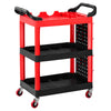 VEVOR Utility Cart, 300 lbs Capacity, 3 Tier Service Cart with 360° Swivel Wheels (2 with Brakes), Heavy Duty Plastic Rolling with Trays and Pegboards, Tool Storage for Garage, Warehouse & Repair Shop