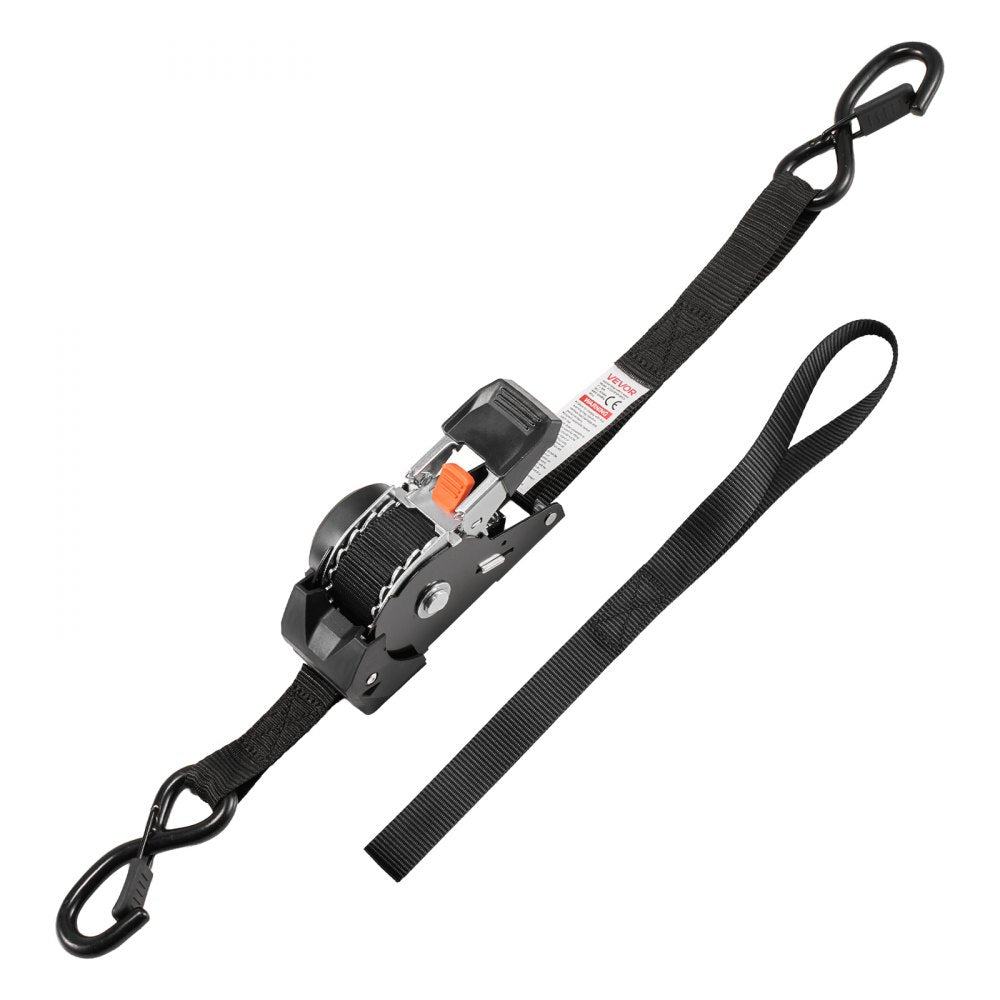 VEVOR Retractable Ratchet Straps, 1 in x 6 ft, Tie Down Straps with S Hooks, 1200 lbs Break Strength, 4 Soft Loops, Tie Down Ratcheting for Moving, Trailers, Motorcycles, Kayaks, Car Roof, 4 Pack