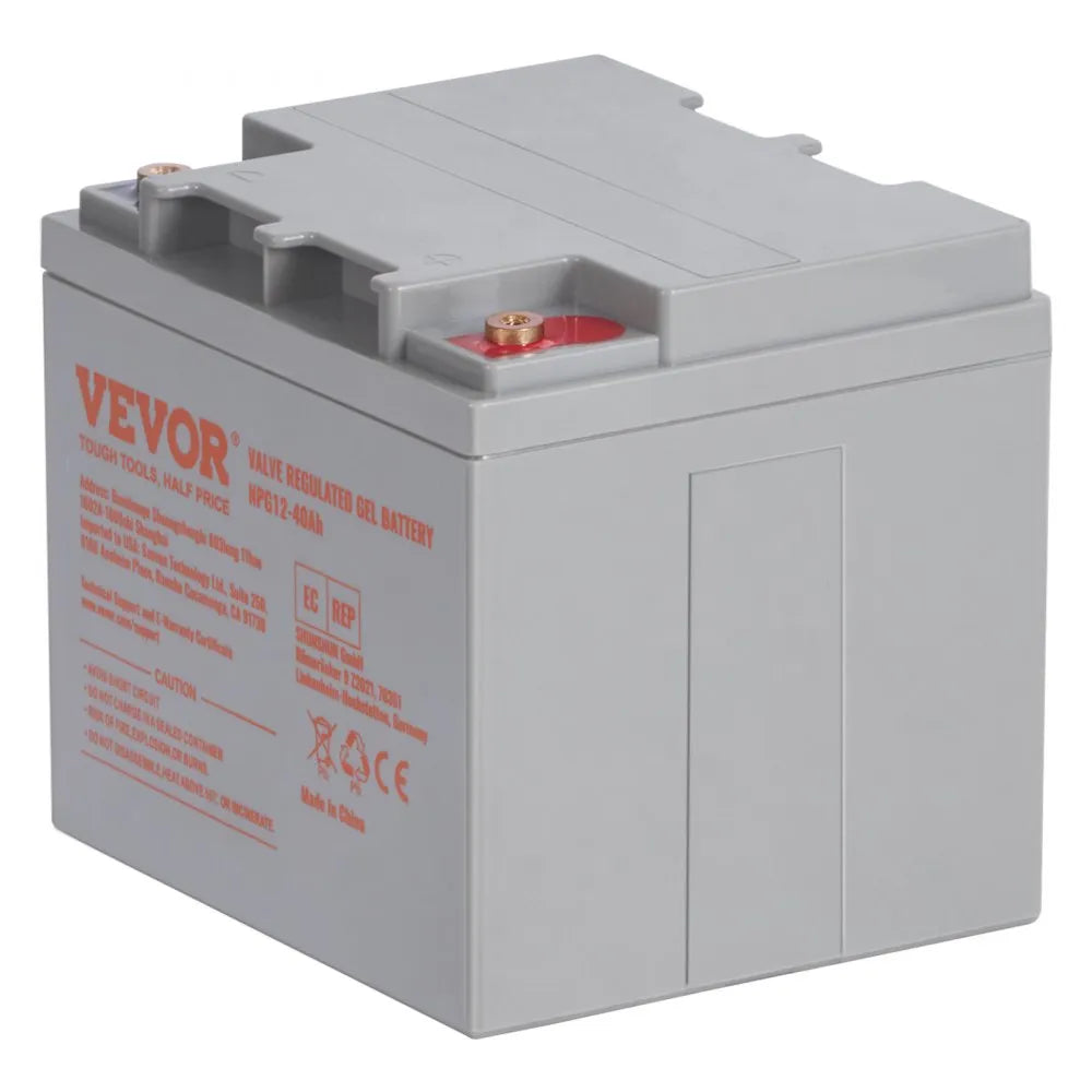 VEVOR Rechargeable AGM Marine Battery, 12V 40AH, with 400A Discharge Current, Ideal for Mobility Scooters, Electric Wheelchairs, Go-Karts, and e-Bikes