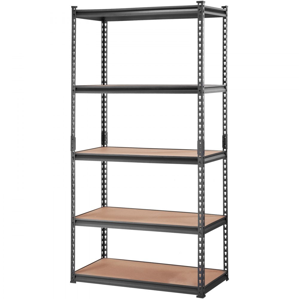 VEVOR Storage Shelving Unit, 5-Tier Adjustable, 2000 lbs Capacity, Heavy Duty Garage Shelves Metal Organizer Utility Rack, Black, 35" L x 18" W x 71" H for Kitchen Pantry Basement Bathroom Laundry