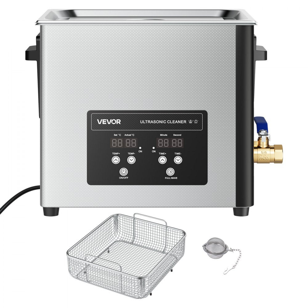 VEVOR 15L Ultrasonic Cleaner, Professional Ultrasonic Cleaner Machine with Cleaning Basket & Digital Display, 240W Stainless Steel 40kHz Industrial Cleaning Machine for Parts, Carburetors, Instruments