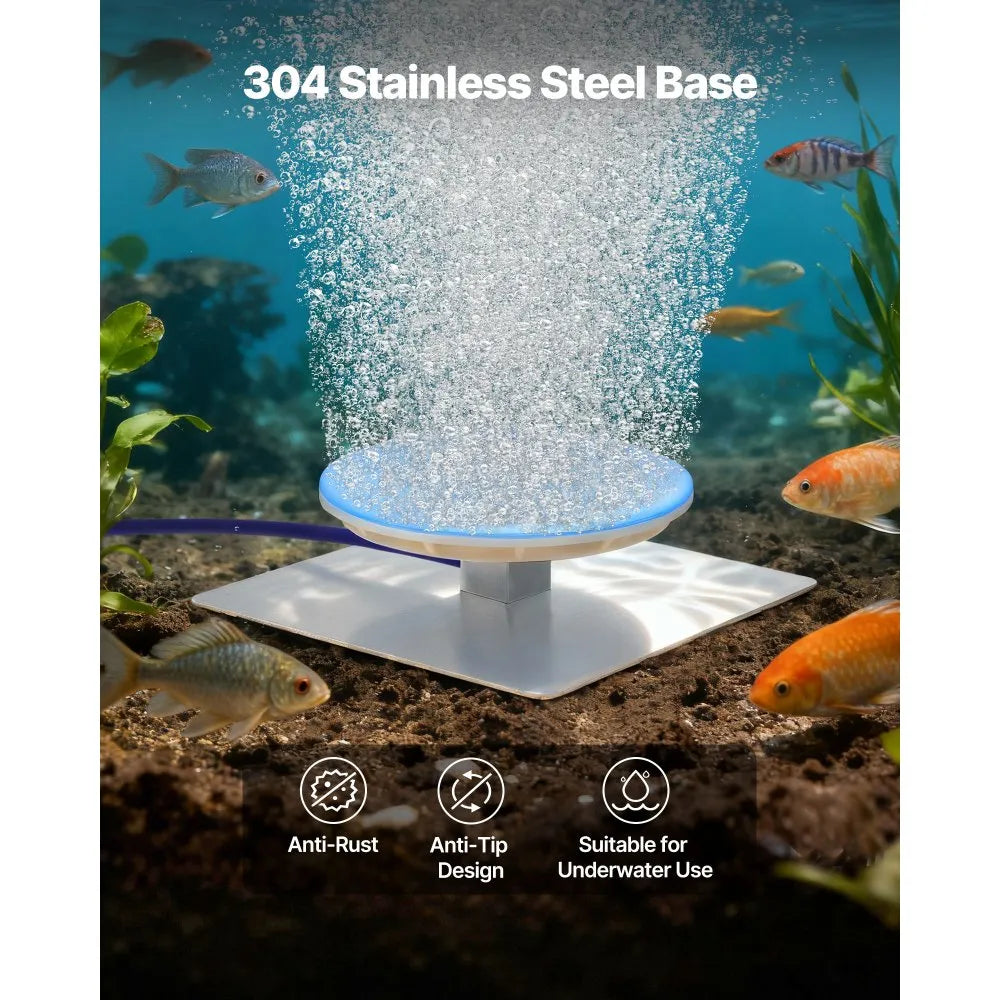 VEVOR Pond Aerator Air Diffuser, 8 in Durable Silicone Lake Aeration Diffuser with Weighted Base, Outdoor Pond Aeration Syetem Accessories for Efficient Oxygen Diffusion & Water Quality Improvement
