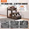 VEVOR Pet Bunk Bed with Removable Stairs, Dog/Cat Window Perch with Storage, Multi-Level Bed Window Perch Dog Bedside Sleeper Couch, Small Pet Seat Platform, Indoor Use (Gray)