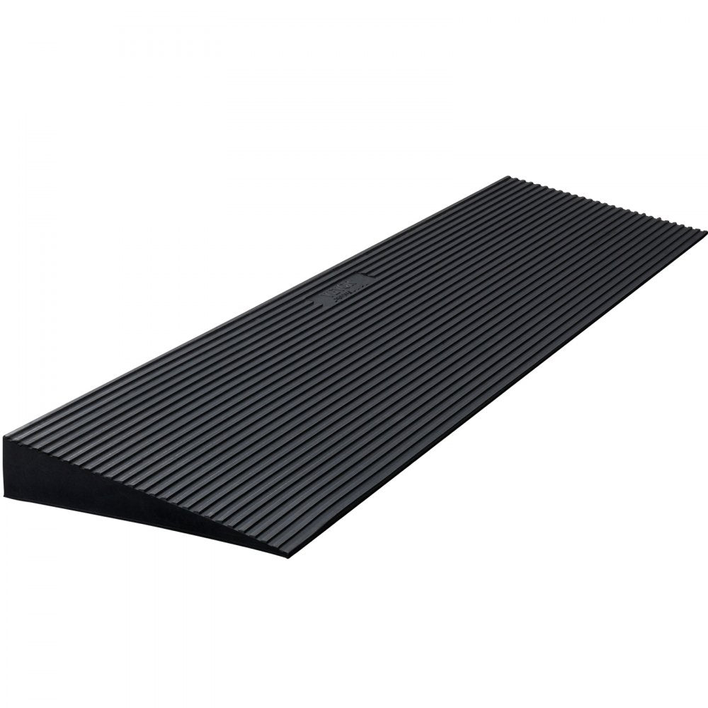 VEVOR 1.2" Rise Cuttable Threshold Ramp for Sweeping Robot, 35.4" Wide Natural Rubber Wheelchair Ramp, Non-Slip Solid Rubber Ramp with Double-Sided Tape for Doorways, Driveways, Bathroom, Smooth Tile