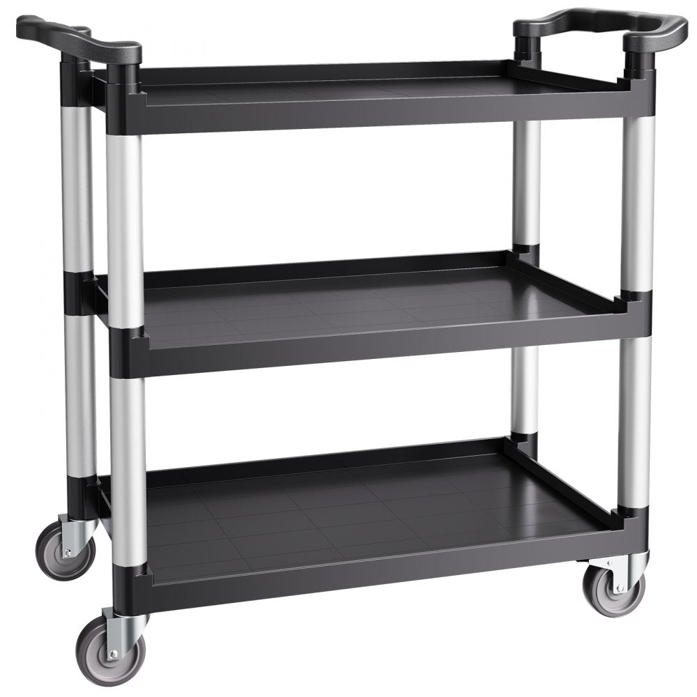 VEVOR Utility Cart, 500 lbs Load Capacity, 3-tier Utility Plastic Cart with 360° Swivel Wheels (2 with Brakes), 31.1 x 19.3-inch Food Service Cart for Warehouse, Office, Home, Restaurant, Kitchen