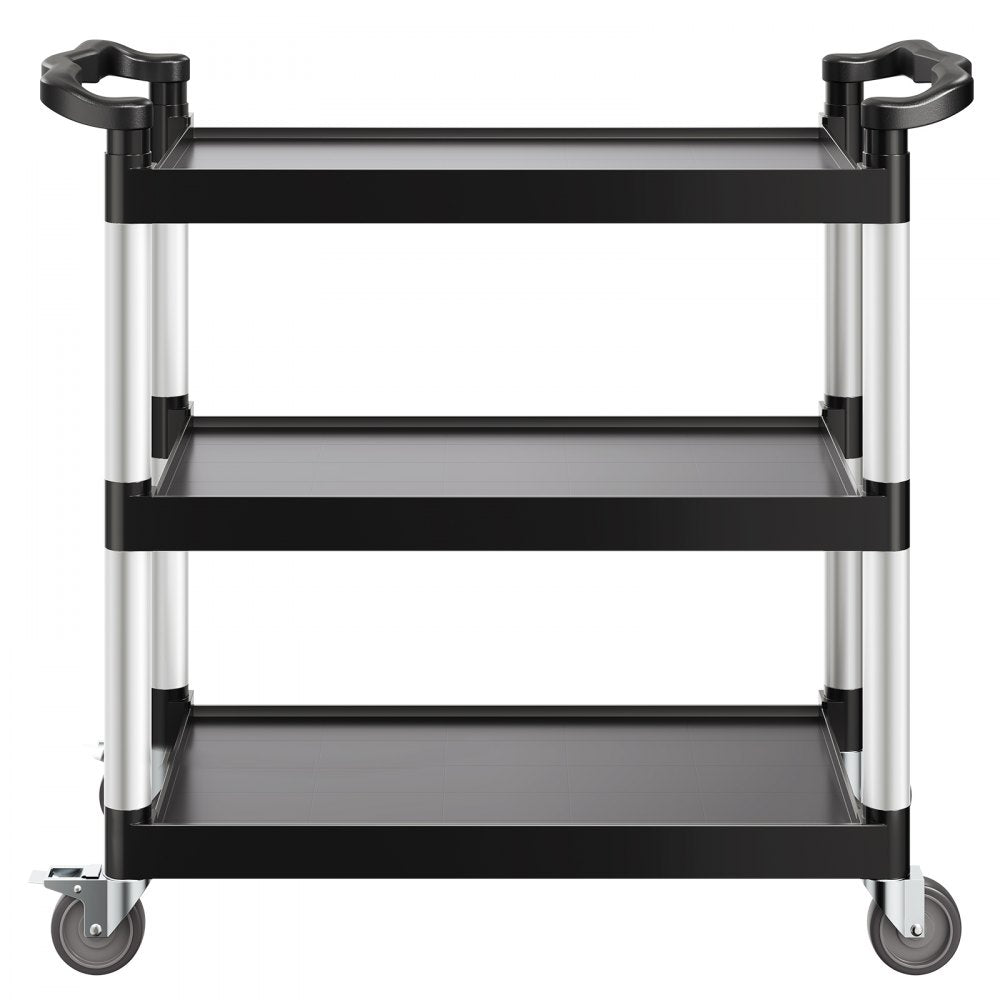 VEVOR Utility Cart, 500 lbs Load Capacity, 3-tier Utility Plastic Cart with 360° Swivel Wheels (2 with Brakes), 31.1 x 19.3-inch Food Service Cart for Warehouse, Office, Home, Restaurant, Kitchen