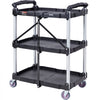 VEVOR Foldable Utility Service Cart, 3 Shelf 165LBS Heavy Duty Plastic Rolling Cart with Lockable Wheels, Ergonomic Handle, Portable Garage Tool Cart for Warehouse/Office/Home(25.62"x15.43"x32.76")
