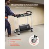 VEVOR Utility Cart, 300 lbs Load Capacity, 2-tier Utility Plastic Cart with 360° Swivel Wheels (2 with Brakes), 24.4 x 16.1-inch Food Service Cart for Warehouse, Office, Home, Restaurant, Kitchen