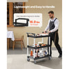 VEVOR Utility Cart, 300 lbs Load Capacity, 3-tier Utility Plastic Cart with 360° Swivel Wheels (2 with Brakes), 24.4 x 16.1-inch Food Service Cart for Warehouse, Office, Home, Restaurant, Kitchen