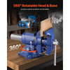 VEVOR Heavy Duty Bench Vise, 6-1/2" Jaw Width, 5" Max Jaw Opening Multi-Purpose Ductile Iron Bench Vise with Anvil, 360° Swivel Base Head, 3" Throat, 5620 lbs Clamp Force, for Pipe Repairing Metalworking