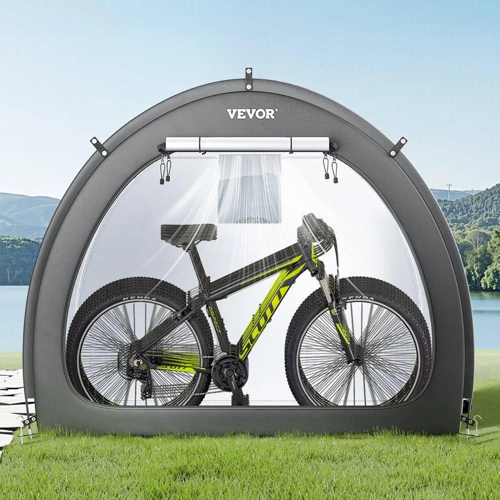 VEVOR Bike Storage Tent, 4 to 5 Bikes, Outdoor Spacious Bike Storage Tent with Ventilated Window, Waterproof Fan-Shaped Bike Tent with High Strength Fiberglass & Double Door, Fit for Bicycle