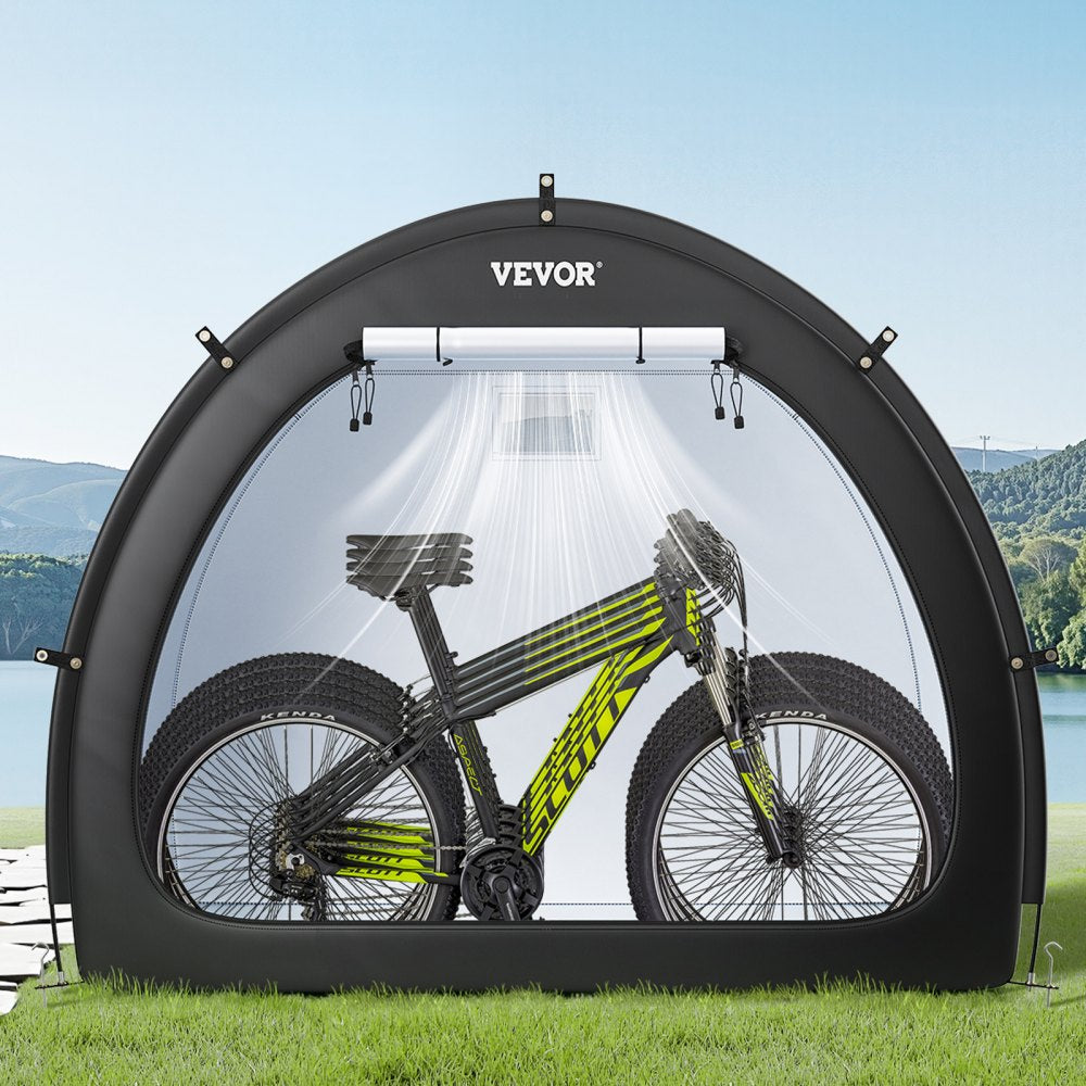 VEVOR Bike Storage Tent, 4 to 5 Bikes, Outdoor Spacious Bike Storage Tent with Ventilated Window, Waterproof Fan-Shaped Bike Tent with High Strength Fiberglass & Dual Zippers, Fit for Bicycle