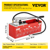 VEVOR Hydrostatic Pressure Test Pump, Test Up to 25 bar/2.5 MPa, 3.2 Gallon Tank, Hydraulic Manual Water Pressure Tester Kit with Two-Unit Gauge & R 1/2\" Connection, for Pipeline Fluid Pressure Testi
